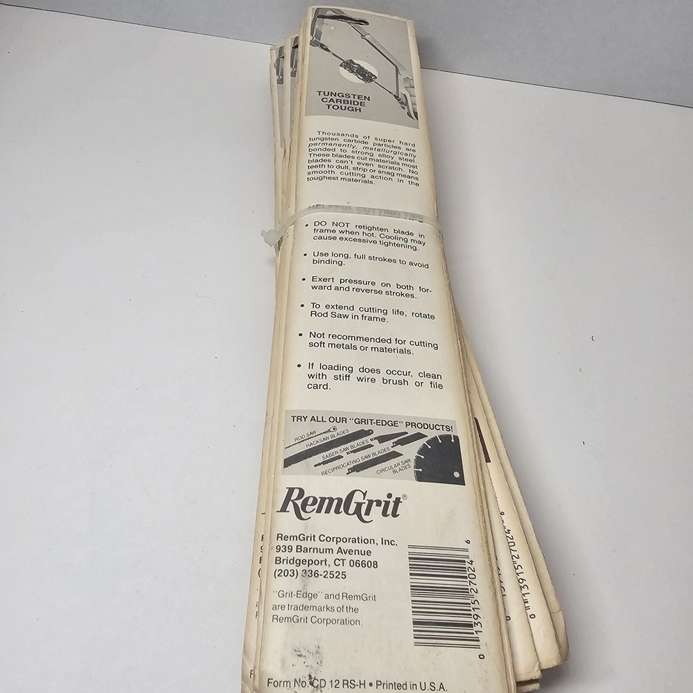 RemGrit‎ Tungsten Carbide Rod Saw Blades Lot of 21 Packs 12in NOS Grit Edge - Picture 7 of 7